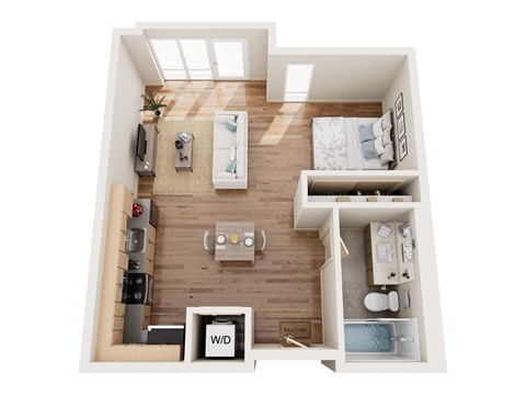 Floor plan for studio, 1 bath, 463 sqft
